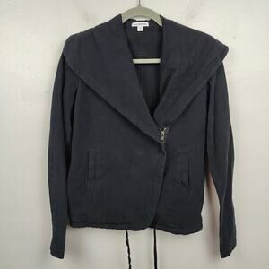 Standard James Perse Knit Moto Jacket Womens XS‎ 0 Black Cotton Zip Minimalist